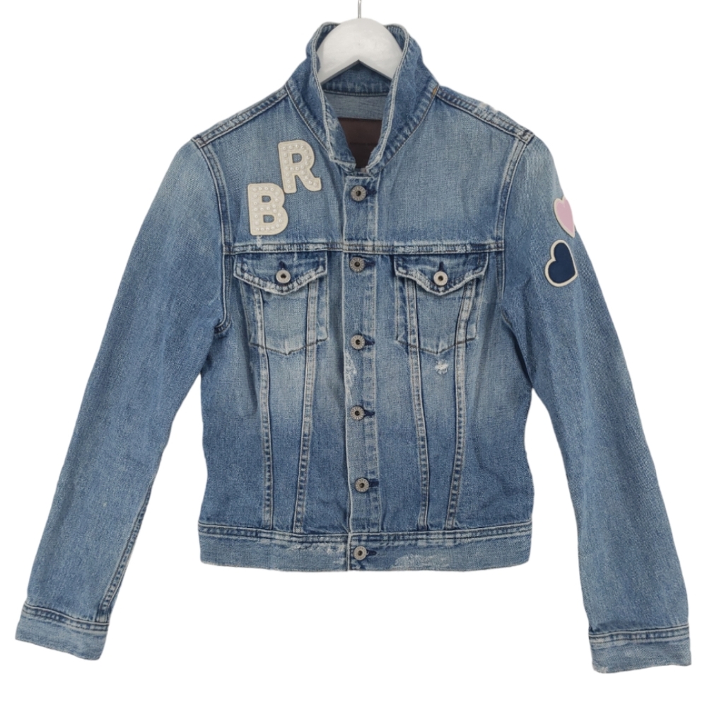 AG Adriano Goldschmied Robyn Denim Jacket Large DIY Embellished Size Large